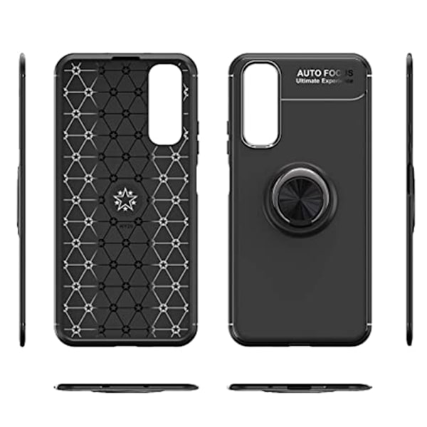Huawei Nova 5T - Professionellt Skal med Ringhållare Svart/Röd