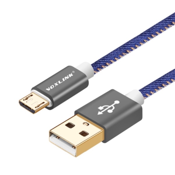 Højkvalitets VOXLINK Micro-USB Hurtigopladningskabel 200cm Blå
