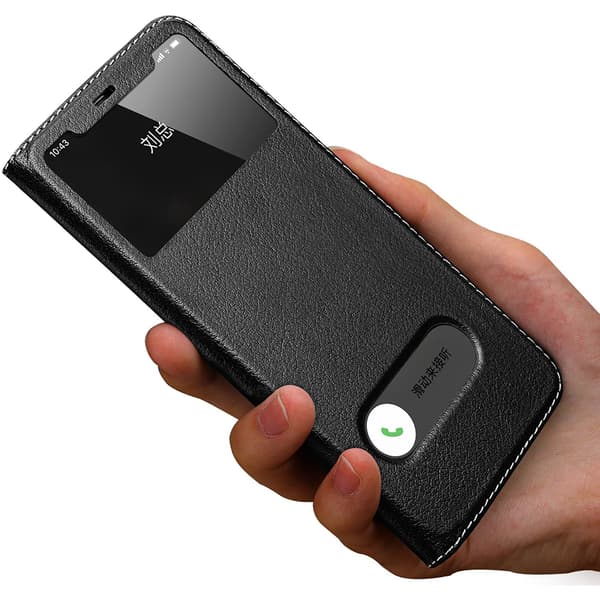 iPhone 13 TPU & Läderfodral  Skydd i Tidlös Stil Röd