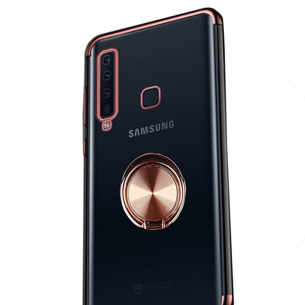 Samsung Galaxy A9 2018 - Effektfullt Silikonskal med Ringhållare Guld Guld