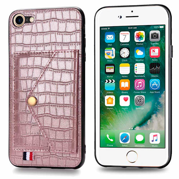 Smidigt Stilsäkert Skal med Korthållare - iPhone 7 Grön