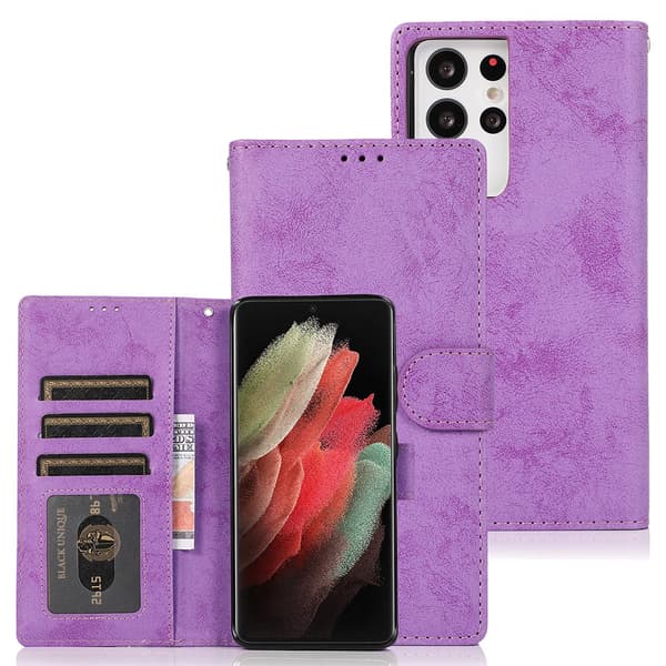 Smidigt Plånboksfodral - Samsung Galaxy S21 Ultra Mörkblå
