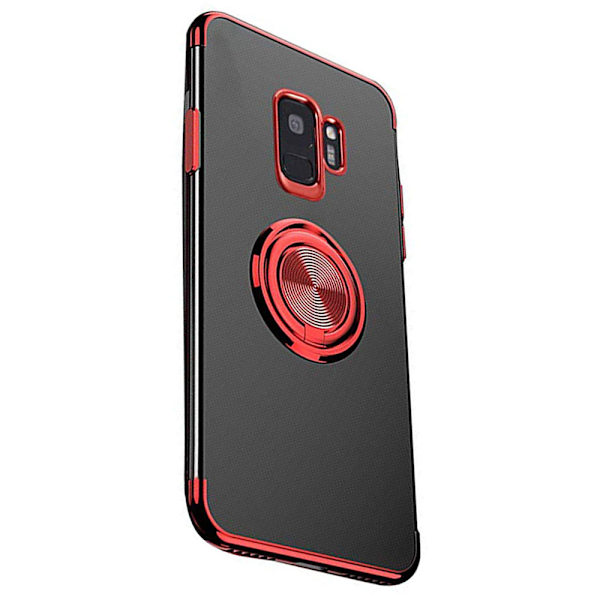 Samsung Galaxy S9 - Exklusivt Silikonskal med Ringhållare Röd