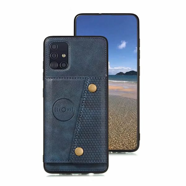 Samsung Galaxy A71 - Skyddande Skal med Kortfack Mörkblå