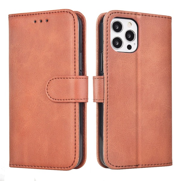 Elegant Smooth Wallet Case (FLOVEME) - iPhone 14 Brun