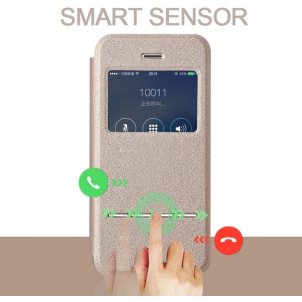 Smart deksel til iPhone 8 Plus Eksklusiv Vindu- og svarfunksjon Roséguld