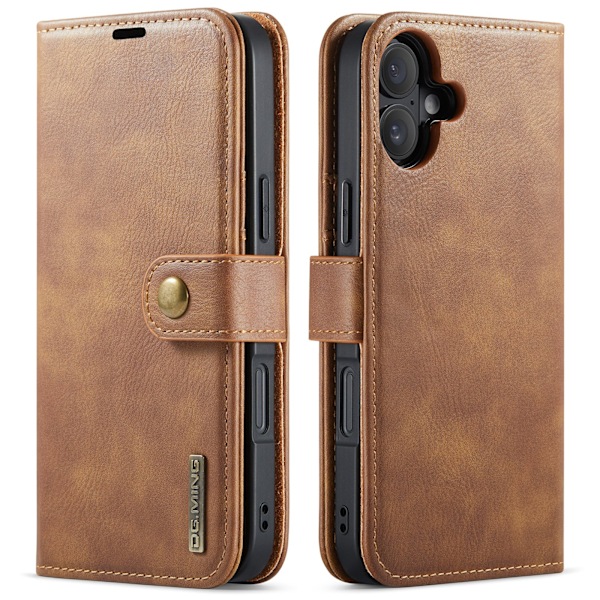 iPhone 16 - Magnetiskt 2-i-1Permium Plånboksfodral Brun