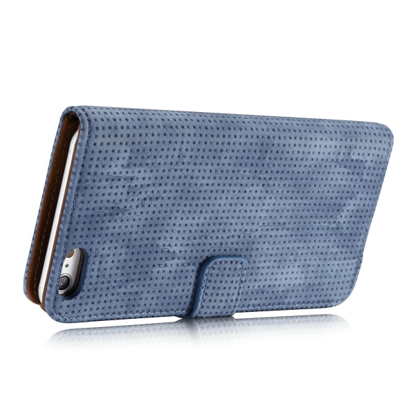 Retro deksel med lommebok laget av PU-skinn til iPhone 6/6S Plus Blå