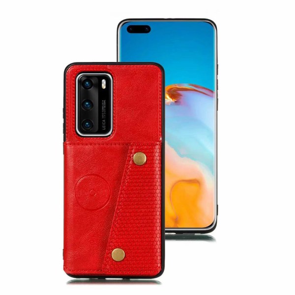 Huawei P40 Pro - Skyddsskal med Kortfack Mörkblå