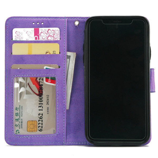 Lommebokdeksel med skallfunksjon for iPhone XR Rosa