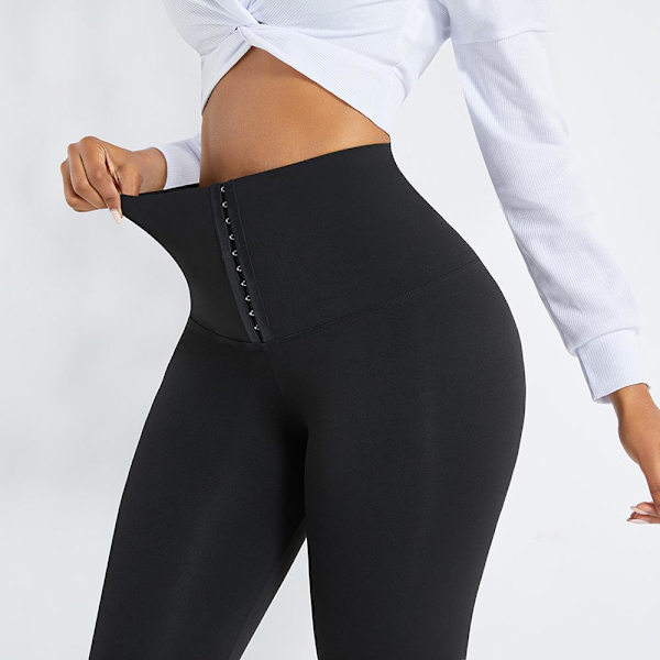 Kvinnors Yogashort Yogabyxor Hög Midja Gym Leggings Svart S