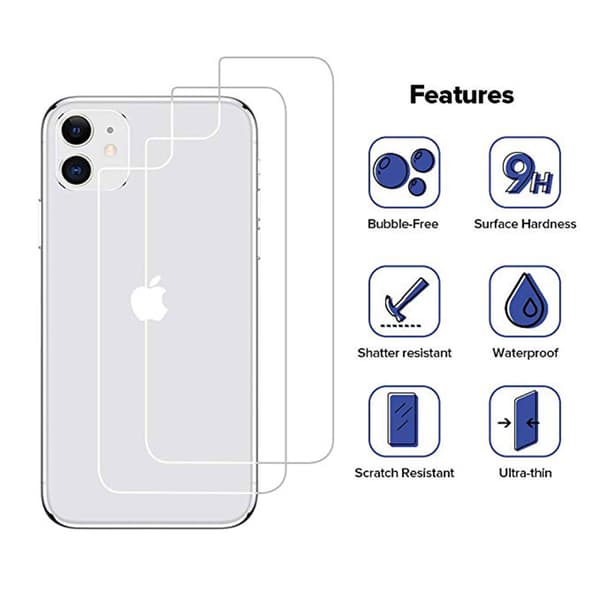 Baksida Skärmskydd iPhone 11 2-PACK 9H Screen-Fit ProGuard Transparent