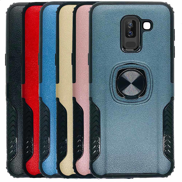 Samsung A6 Plus - Praktiskt Skal med Kickstand (LEMAN) Svart