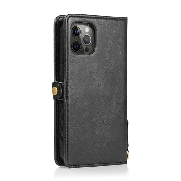 Elegant plånboksfodral i läder för iPhone 15 Pro Max Brun