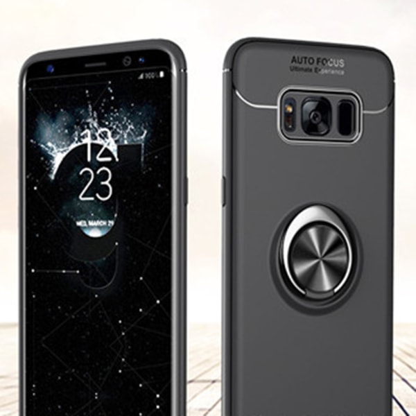 Samsung Galaxy S8 - Käytännöllinen hiilikuori sormustelineellä Svart/Blå