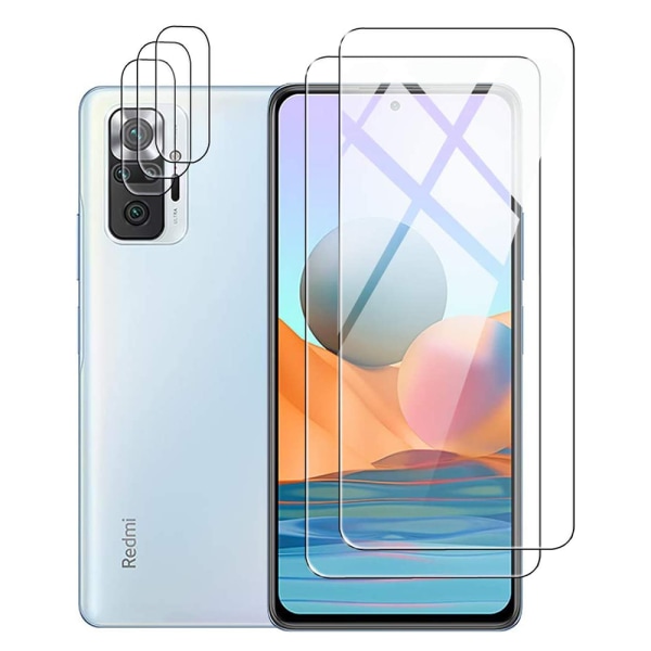 3-PAKK Redmi Note 10 Pro Skjermbeskytter Kameralinsebeskytter 0,3 mm Transparent