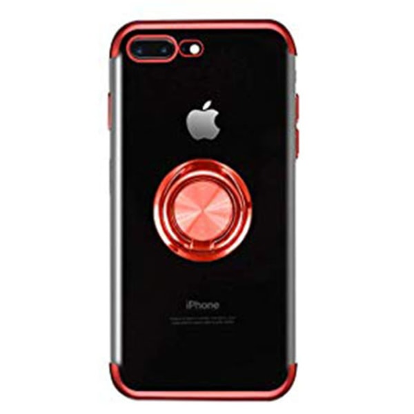 Tehokas silikonikuori sormustelineellä - iPhone 8 Plus Röd