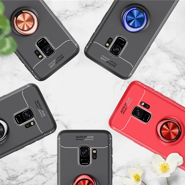 Samsung Galaxy S9 - Stilrent Skal med Ringh�llare Svart/Röd