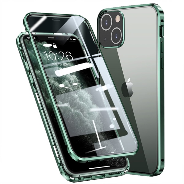 Stilsäkert Dubbelsidigt Magnetiskt Skal - iPhone 13 Mini Grön