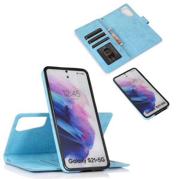 Smart funksjon Lommebokdeksel (Leman) - Samsung Galaxy S21 Mörkblå