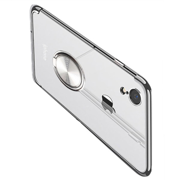 iPhone XR - Robust Silikonskal med Ringhållare (FLOVEME) Silver