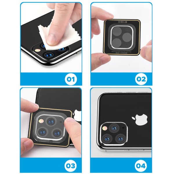 Førsteklasses objektivdeksel for bakkamera Metallramme Al Alloy iPhone 11 Pro Roséguld