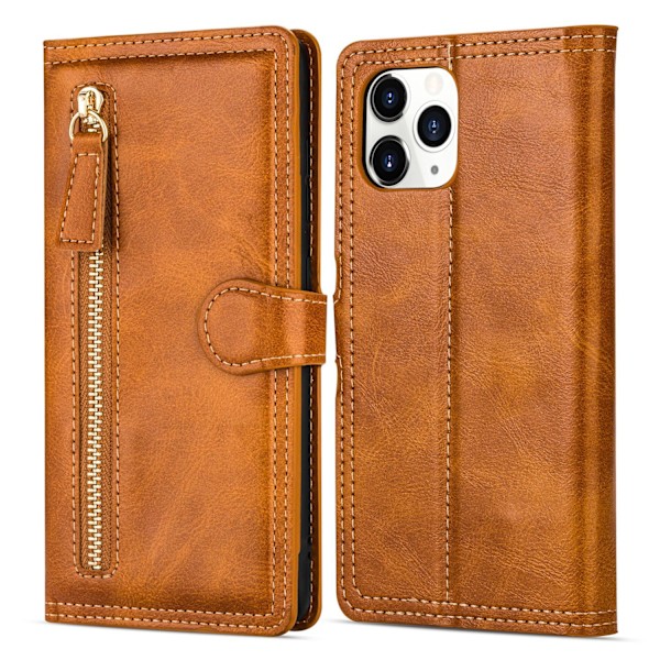 iPhone 13 Pro Max - Lyxigt Wallet Case med Zipper & Handledsrem Svart