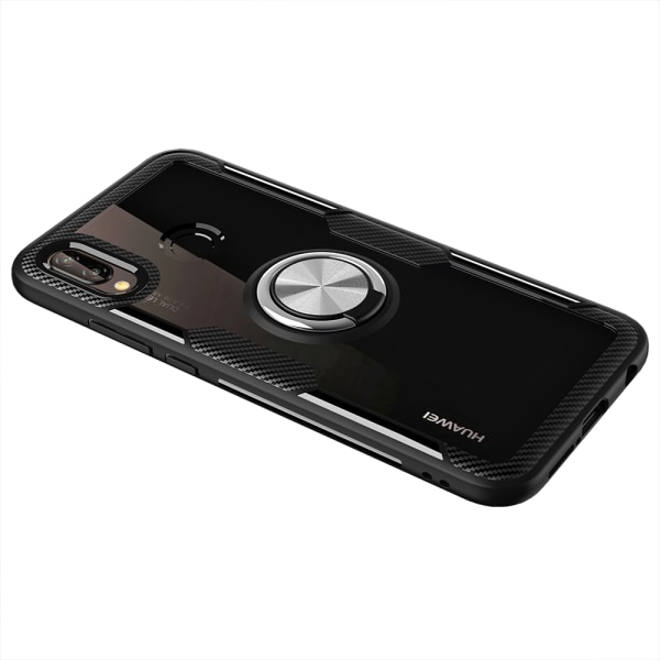 Huawei P20 Lite - Käytännöllinen Leman-suojus sormustelineellä Marinblå/Silver
