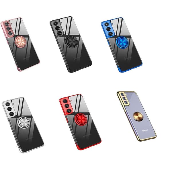 Elegant silikonecover med ringholder - Samsung Galaxy S21 Plus Blå