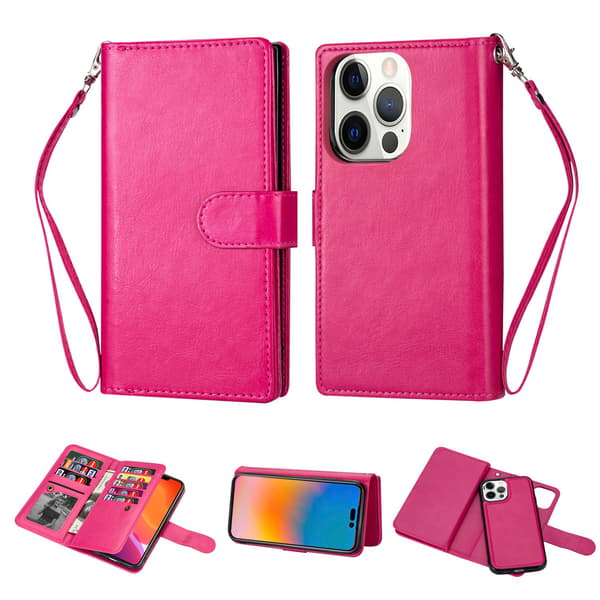 Stilrent 9-Kort Pl�nboksfodral - iPhone 14 Pro Max Röd