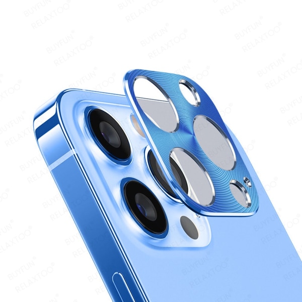 iPhone 12 Mini alumiiniseoskehyksen kameran linssisuoja Blå