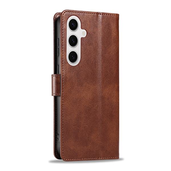 S24 Plus - Läderplånboksfodral i 6 färger Brown