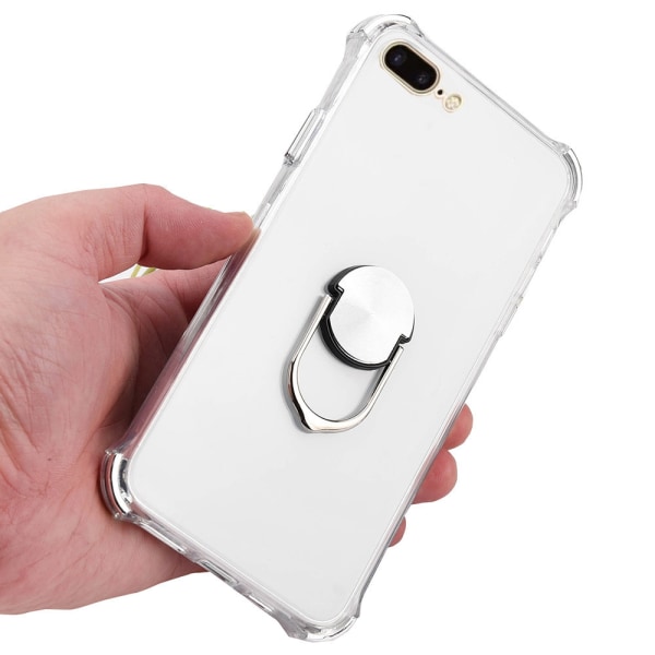 Glatt Smart Silikonetui Ringholder - iPhone 8 Plus Blå