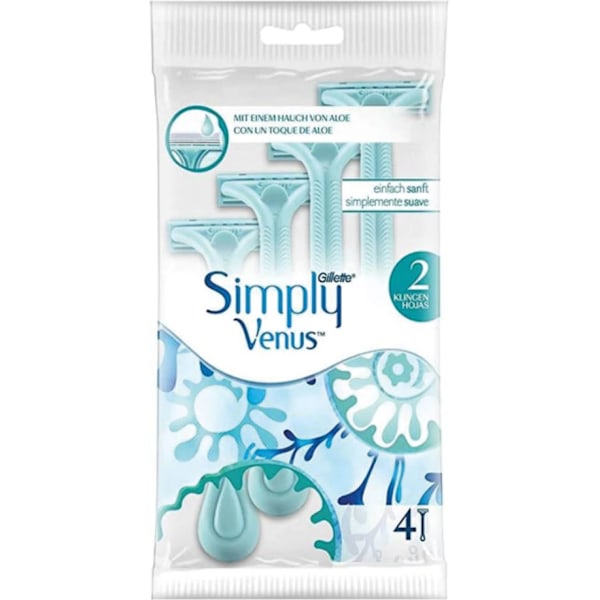 3-Pack Simply Venus2 4-Way Disposable Razors för Kvinnor