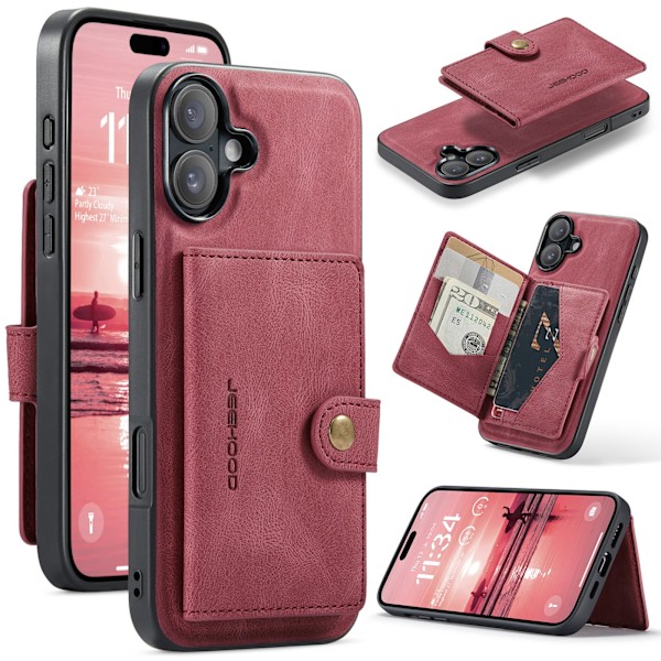 iPhone 16 - Maximalt Skydd och Funktion i Ett - Leman Magnetiskt Kortfacksskal Roséguld