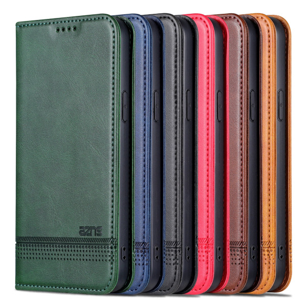iPhone 15 - Plånboksfodral 3-kortfack i Läder Dark green