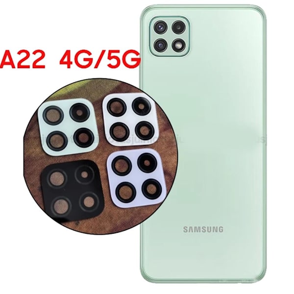 2-PACK Galaxy A22 5G 2.5D HD Kameralinsskydd Svart