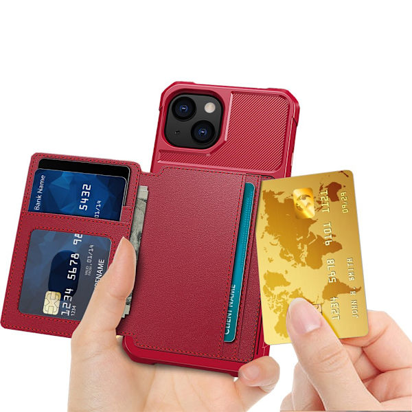 Praktiskt Skal med Kortfack - iPhone 14 Plus Svart