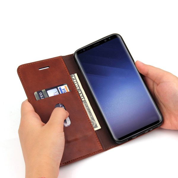 LEMAN Tyylikäs lompakkokotelo Samsung Galaxy S8+:lle Röd
