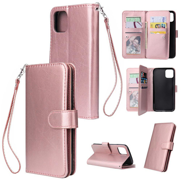Rymligt Plånboksfodral (9-Kort) - iPhone 12 Pro Max Roséguld