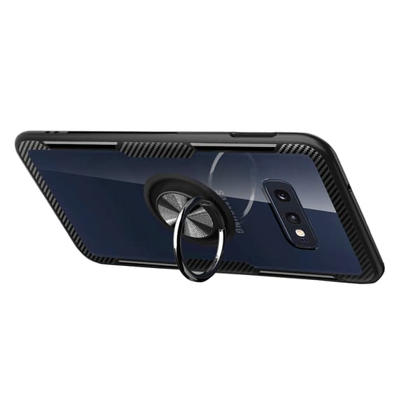 Samsung Galaxy S10e - Skyddande Skal med Ringhållare Röd/Silver Röd/Silver