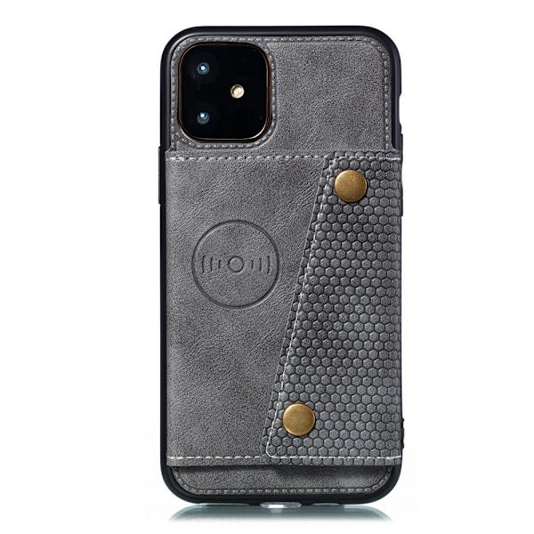 iPhone 11 - Robust Stötdämpande Skal med Korthållare Grå