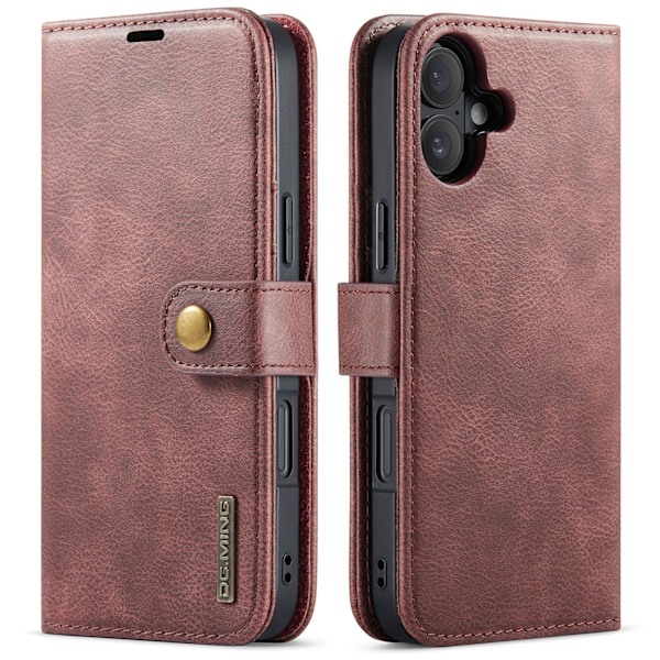 iPhone 16 - Magnetiskt 2-i-1Permium Plånboksfodral Röd