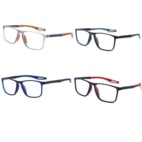 Unisex sportglasögon för närsynthet: Ultralätta silikon- och TR-glasögon, blåljusfilter, halkfria. Grå/Gul +4.0