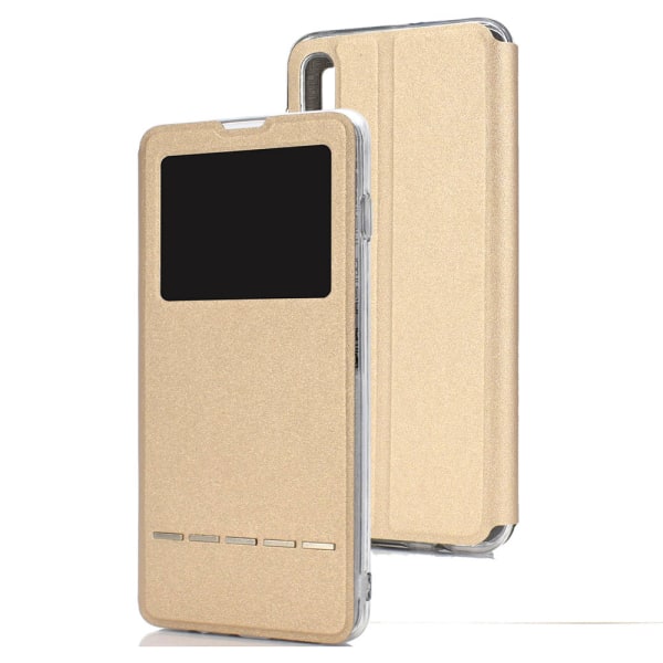 Elegant Case Answer funktion og vindue - Samsung Galaxy A50 Blå