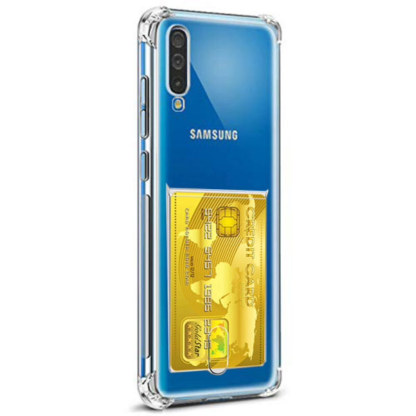 Beskyttelsesdeksel med kortrom - Samsung Galaxy A70 Transparent/Genomskinlig