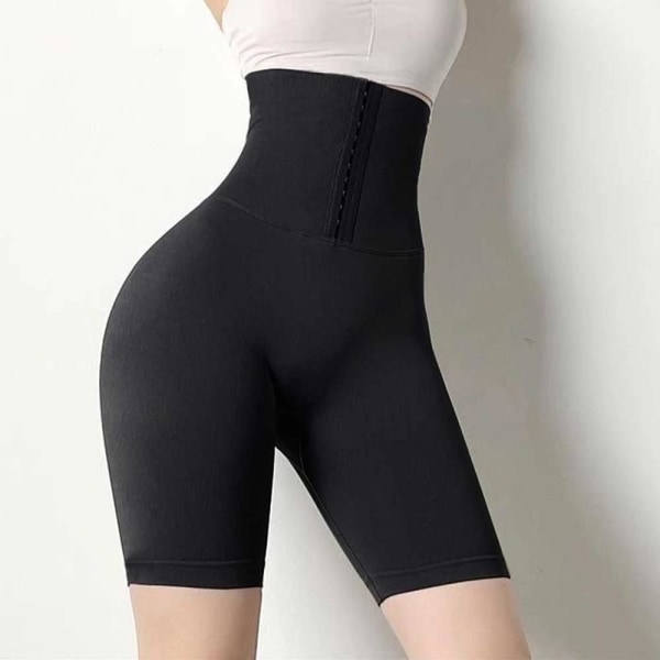 Kvinnors Yogashort Yogabyxor Hög Midja Gym Leggings Svart XL