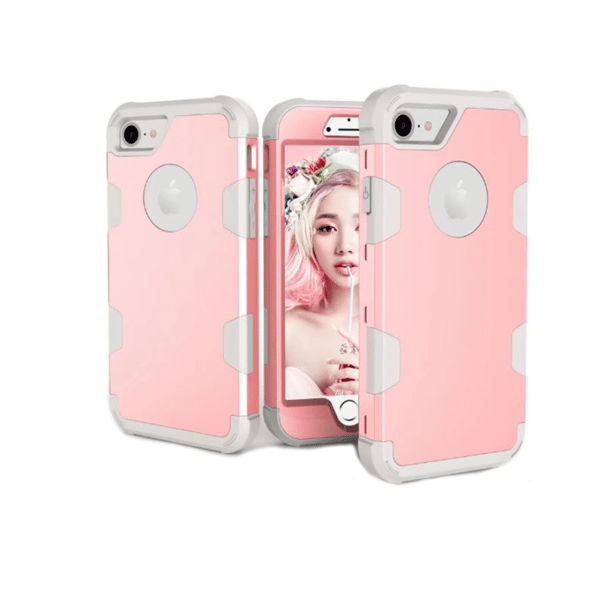 iPhone 7 - Stilsäkert och Skyddande Skal (LEMAN) Rosa/Svart