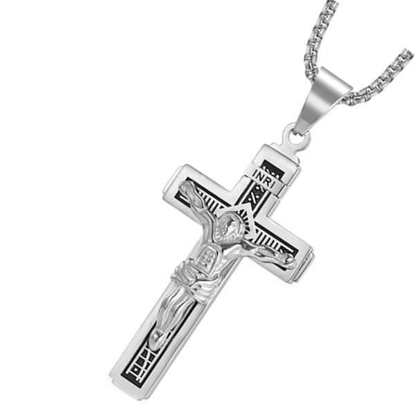 Stilrent Jesus Kors Halsband Silver