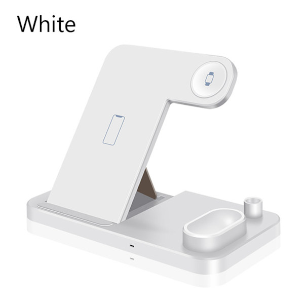 4 i 1 Trådlösladdnings Airpods, Apple Pen, Apple Watch, Mobil Vit